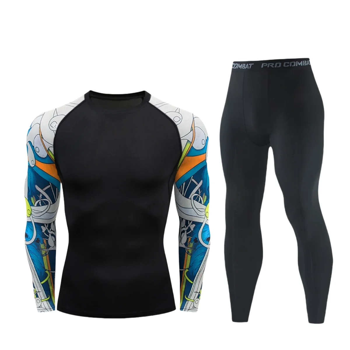 Men\'s Thermal Underwear Sets Compression Long Johns Sport Suits Clothes Gym Fitness Quick Dry Basketball Leggings Set