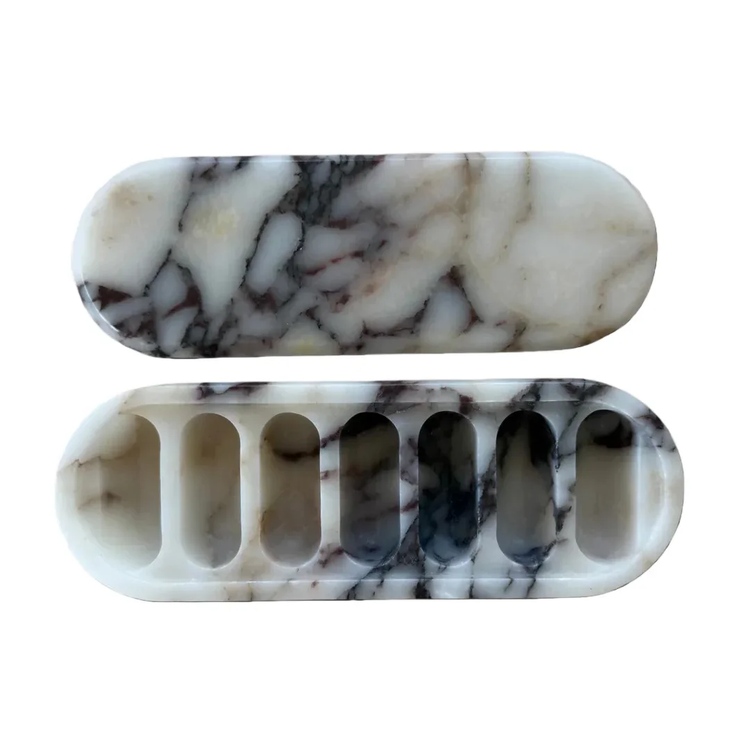 24x10x3.5cm natural marble Turkish storage box, suitable for bedroom dressers, jewelry, medicine boxes