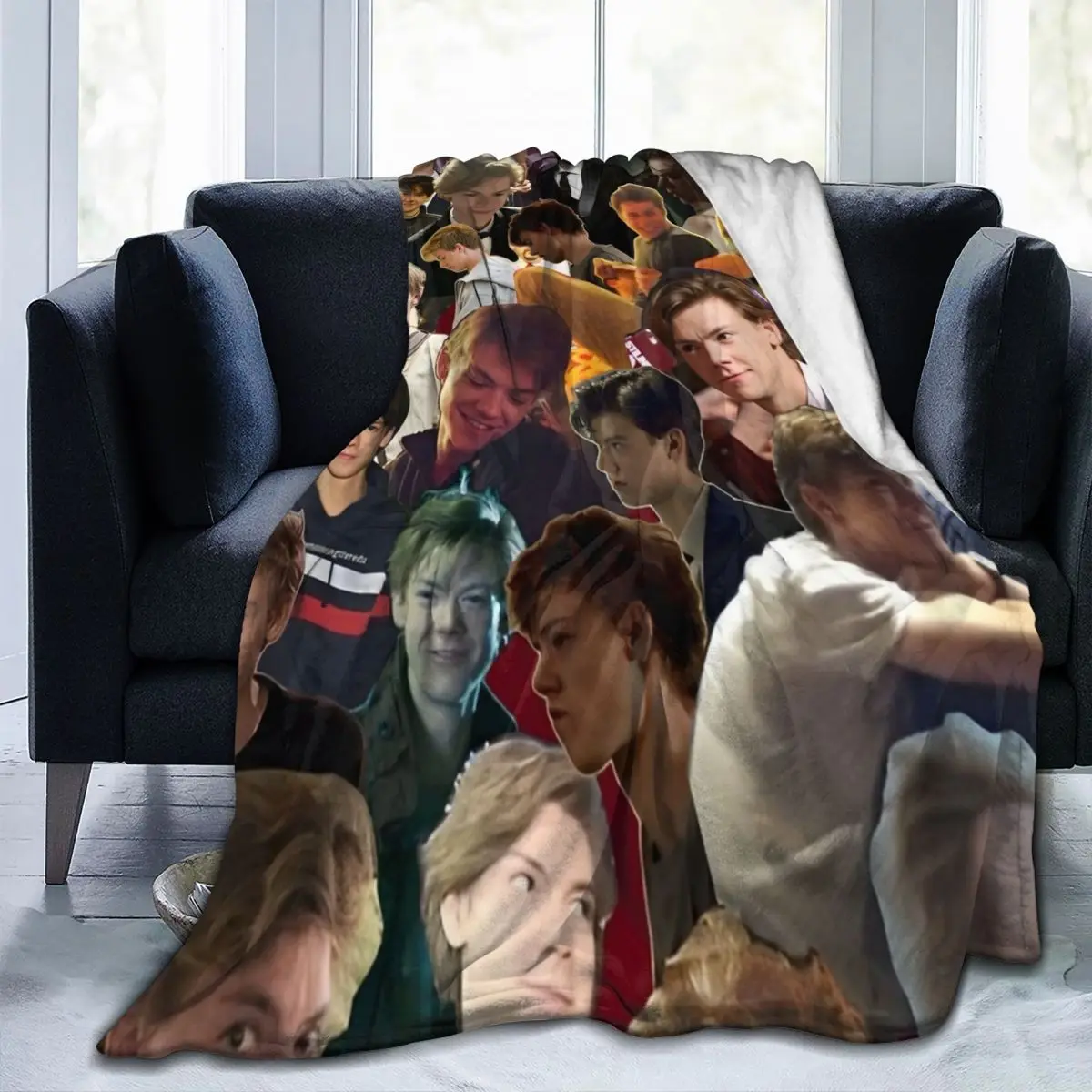 Super Soft Blanket Travel Thomas Brodie-Sangster Throw Blanket English Actor Flannel Bedspread For Sofa Bed Funny Sofa Bed Cover