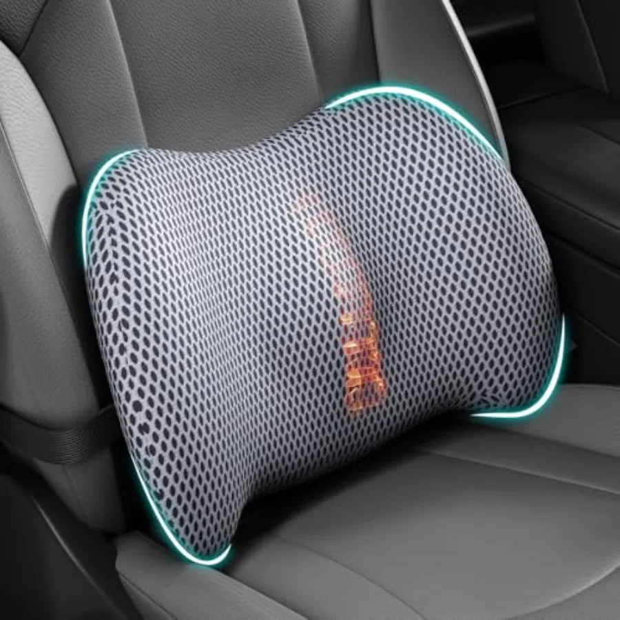 

Lumbar Support Pillow for Car, Memory Foam Car Seat Back Support Pillow for Driving, Back Cushion with Strap for Pain Relief, E