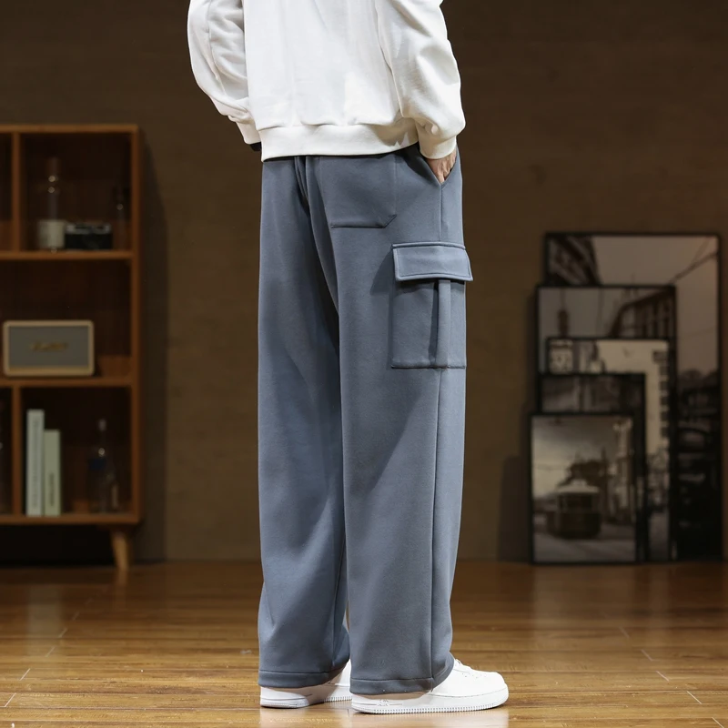 Autumn Sweatpants Cotton Men Baggy Joggers Cargo Pants Korean Neutral Breathable Loose Outdoor Solid color Wide legged Trousers