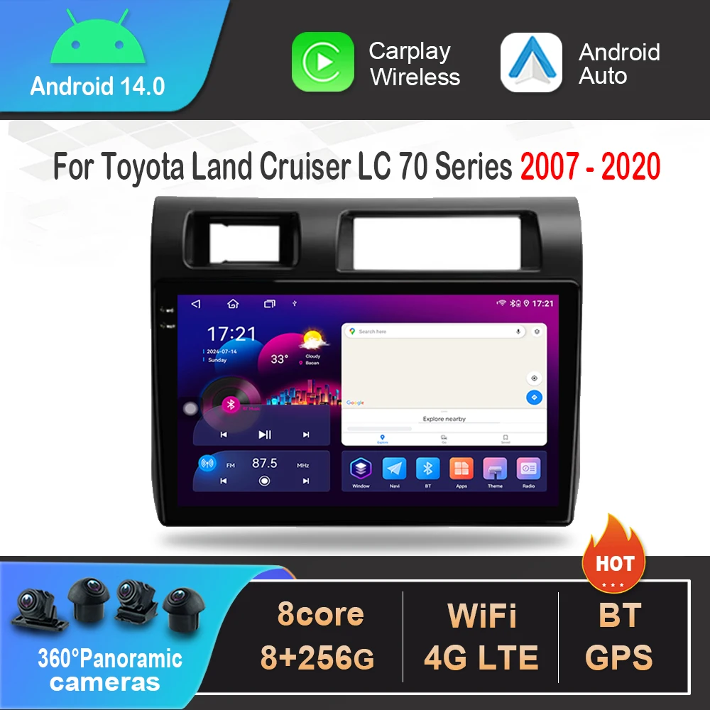 

Android 14 for Toyota Land Cruiser LC 70 Series 2007 - 2020 Car Radio Multimedia Player WiFi GPS Navigation DSP Wireless Carplay