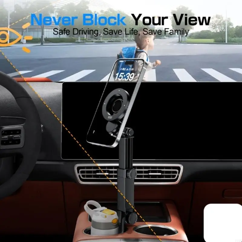 Expandable Height Adjustable Phone Mount Rack for Auto Cup Holders Strong Magnet 