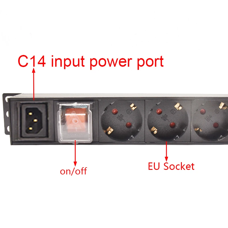 Unidade De Distribuição De Tira De Poder PDU, Montagem Em Rack De Armário, 2-8 Maneiras, UE, Interruptor De Tomada Alemão, Entrada De Interface C14