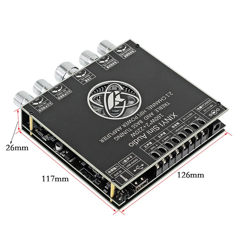 Amplifier Board for TDA7498 Bluetooth Digital Amp, High Power 2.1 Channel 2*160W+220W Subwoofer Speaker Mainboard