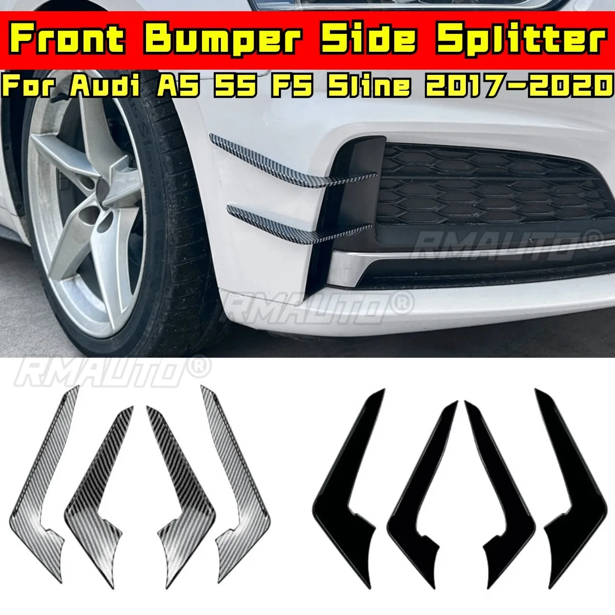 

For Audi A5 S5 F5 Sline 2017-2020 Wind Knife Spoiler Tuning Air Blade Front Bumper Side Splitter Car Accessories