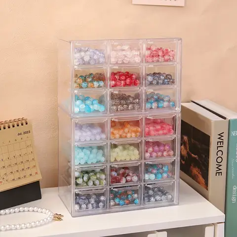 1Pc Multi-Layer Transparent Jewelry Storage Box, 12-Slot Plastic Compartment Container for Desktop DIY Organization