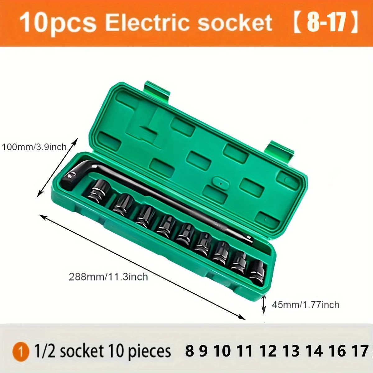 10 Stück 8–17 mm/8–24 mm Steckschlüssel-Werkzeug, Schlagschrauber-Adapter, Handwerkzeug-Steckschlüsselsatz, kurzes, verdicktes Material aus Kohlenstoffstahl – Detail 6