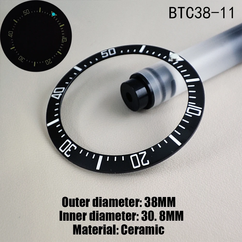 38MM*30.8MM Luminous Bead Watch Bezel Insert Ring Tilt  Ceramic For 40MM Men Case Inner