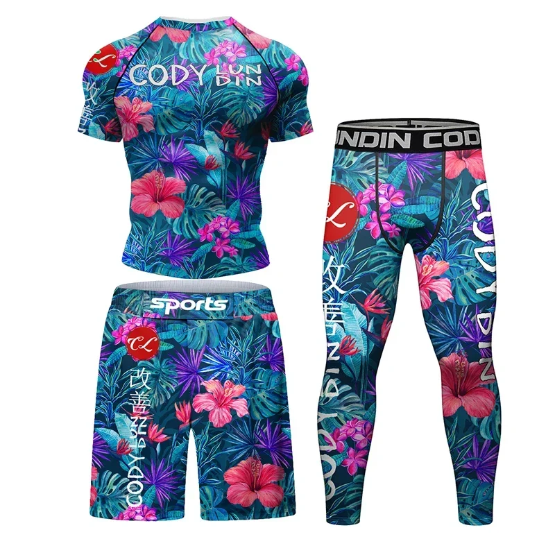 Abbigliamento da palestra a compressione da uomo Rashguard Quick Dry Fit Training Abbigliamento sportivo Allenamento da corsa Set MMA Muay Thai Tuta sportiva