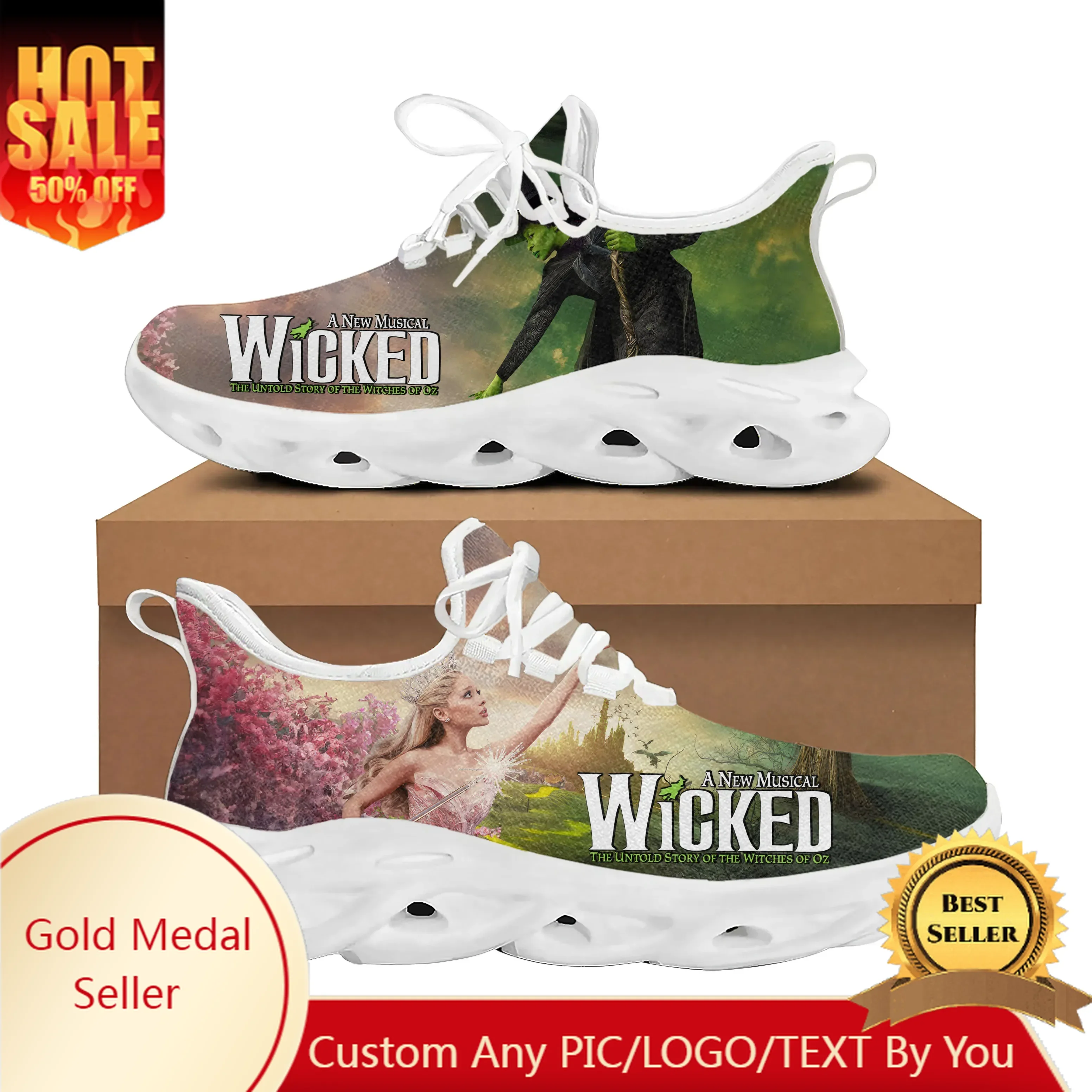 

WICKED He Musical Elphaba Wicked Witch Flats Sneakers Mens Womens Sports Shoes High Quality Sneaker Lace Up Mesh Footwear Custom