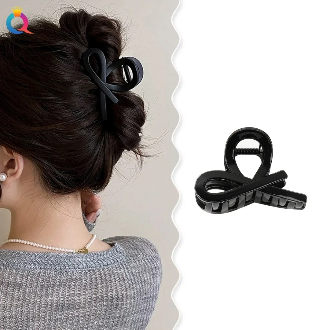 女の子のための小さなアクリルの弓のヘアクリップ,黒いネクタイのヘアピン,エレガントなサイドフリンジ,ヘアクリップ,ハイエンドのサメのクリップ,女性のヘアアクセサリー