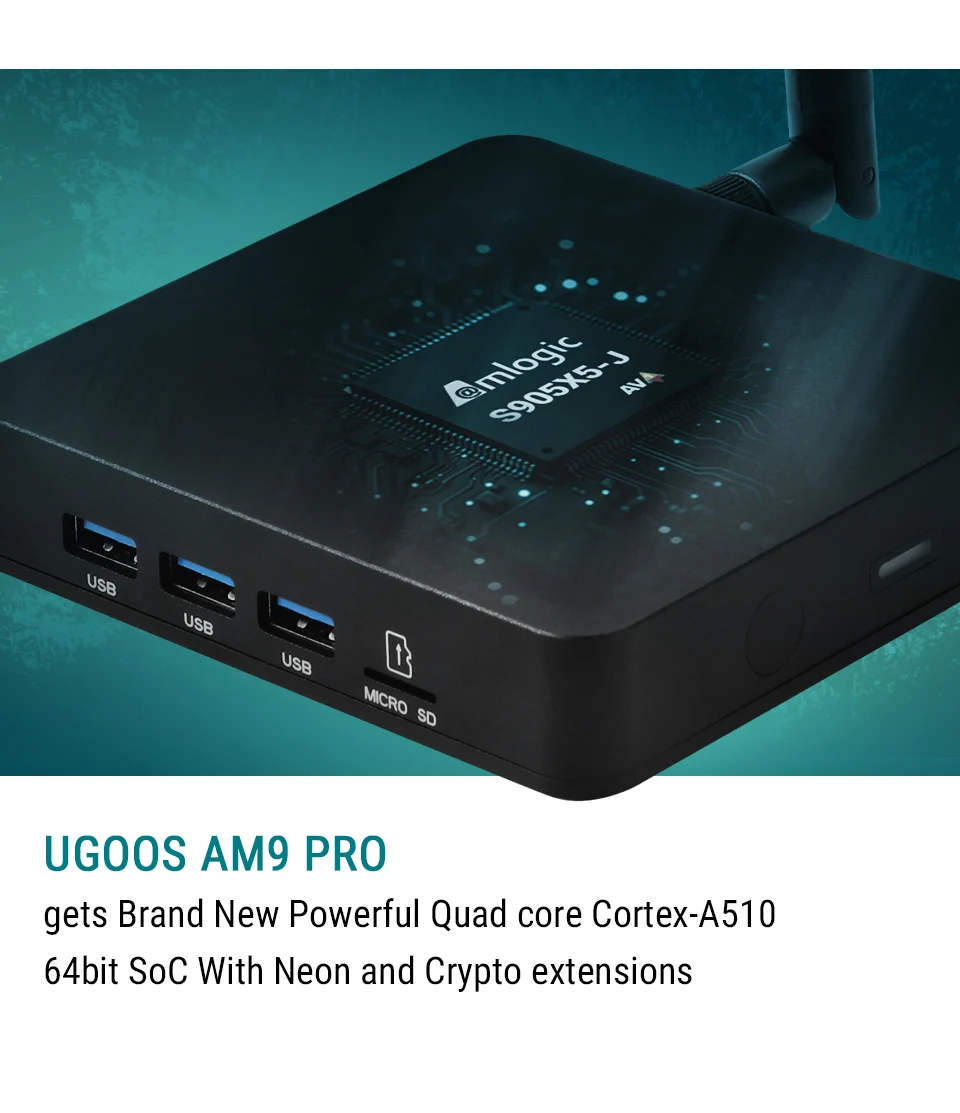 New Ugoos AM9 PRO Smart TV Box Android 14 Amlogic S905x5-J LPDDR5 4GB 64GB WiFi 6 BT5.3 1000M LAN 4K Set Top Box Media Player