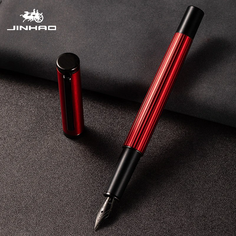 Imagem -04 - Jinhao 88 Caneta Tinteiro de Metal Qualidade de Luxo Azul Vermelho Preto Canetas de Tinta Financeira Papelaria Estudante Escola Material de Escritório