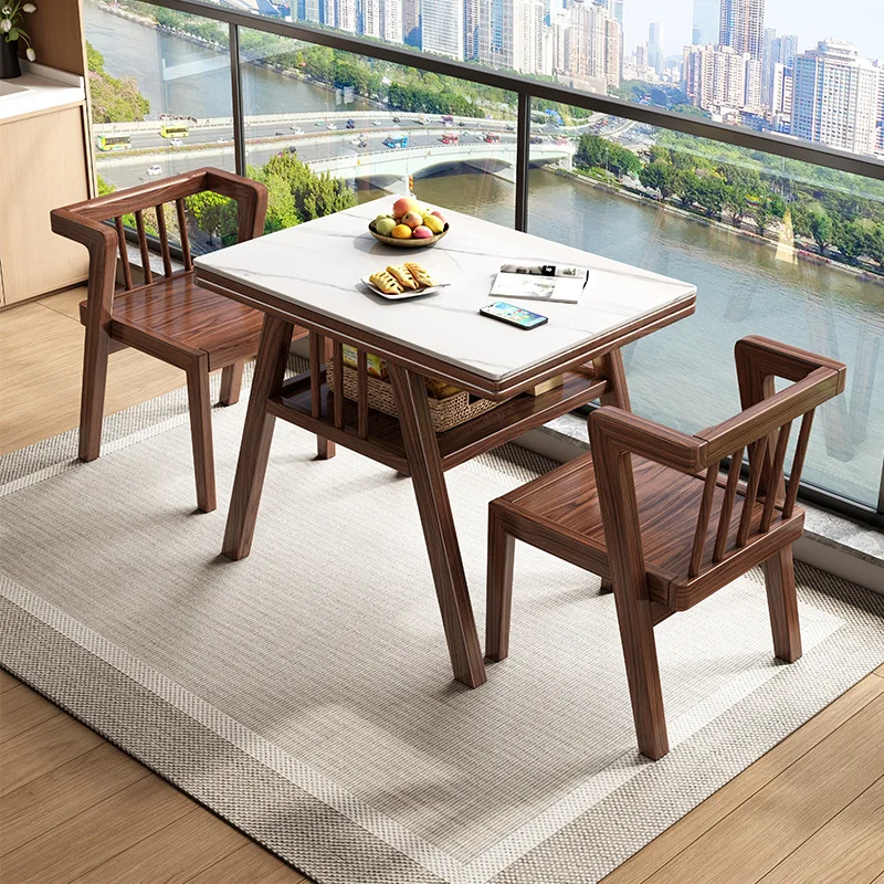 

One table and two chairs, balcony solid wood small three-piece set, small apartment creative leisure