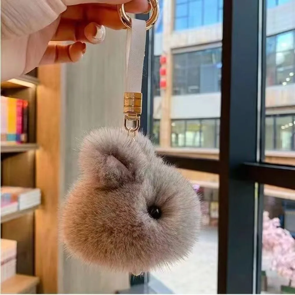 Cute Portable Rabbit Bag Pendant Multipurpose Easy to Use Bunny Fur Hairball Mini Rabbit Keychain Car