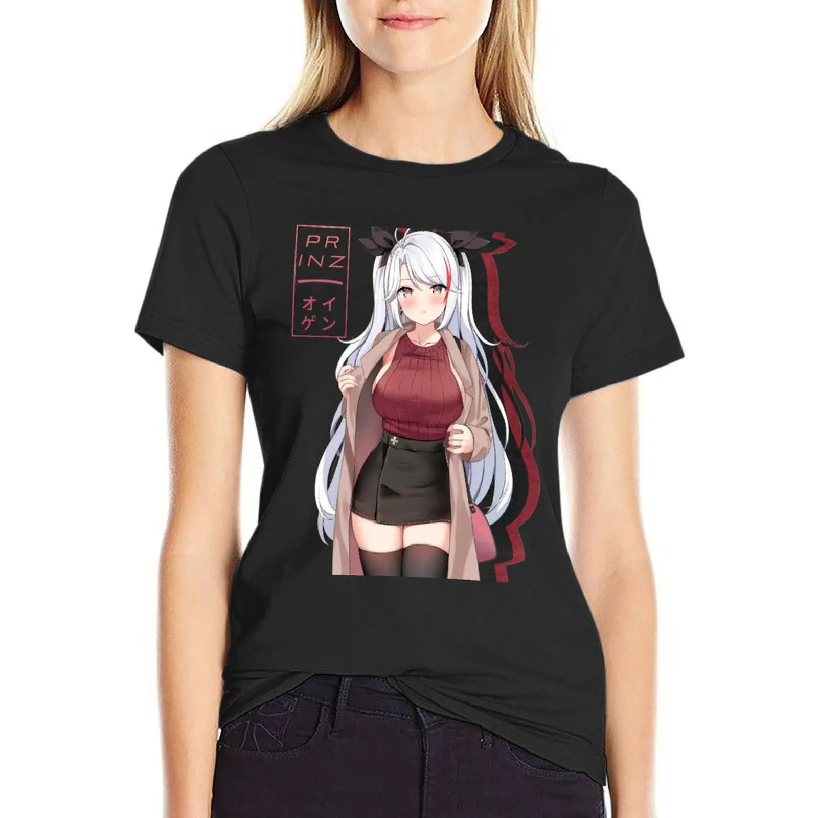 

Azur Lane Prinz eugen T-Shirt cute clothes anime clothes Female clothing blacks Women tops
