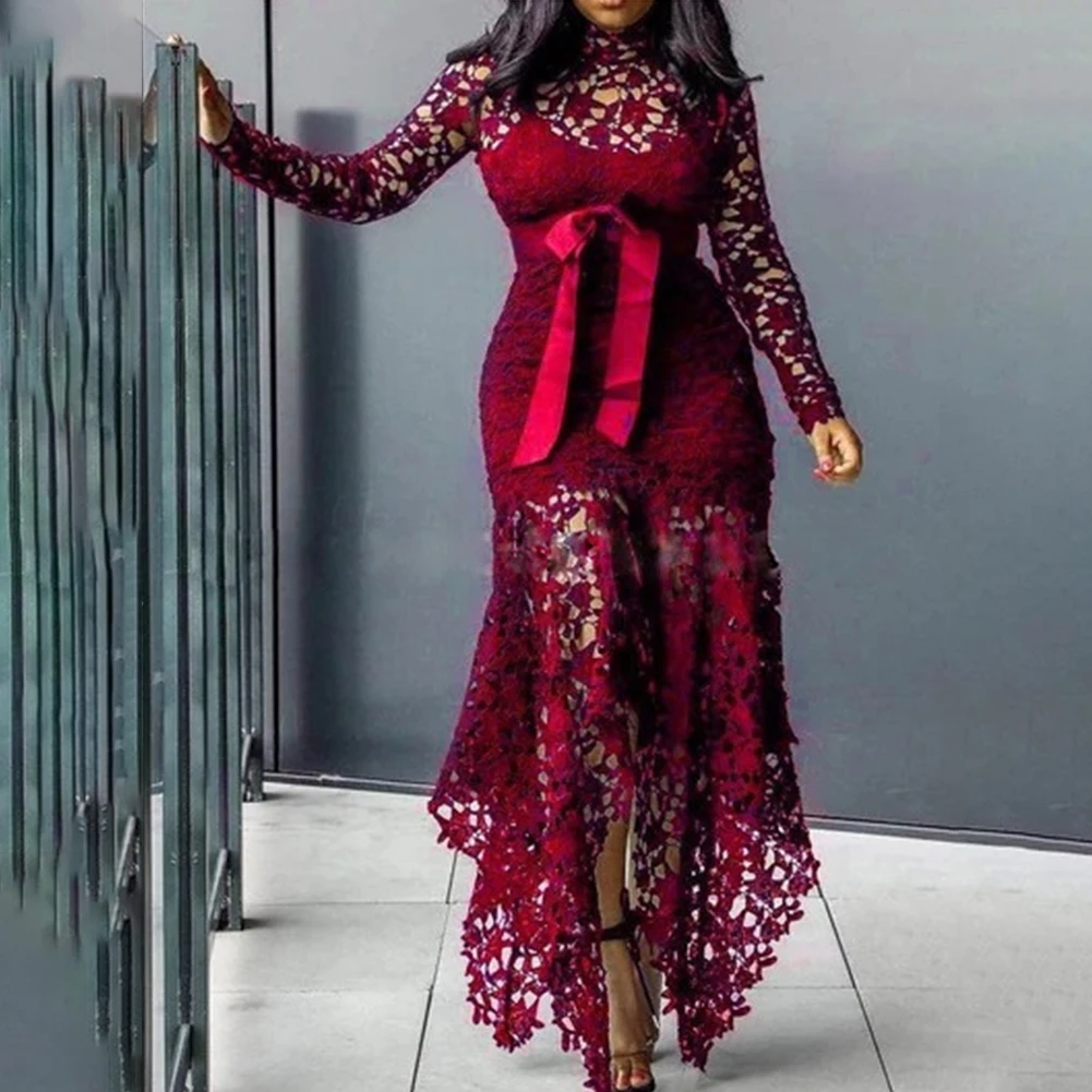 Femmes robes Maxi bal soirée robe longue moulante dames grande taille robe en dentelle mode vêtements pour femmes