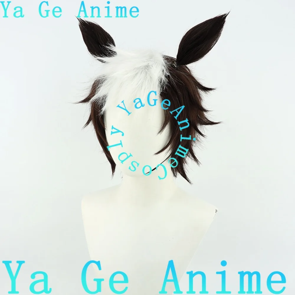 Wig Cosplay Uma Musume Pretty Derby Mejiro Ryan dengan Telinga dan Ekor untuk Anime Game Halloween Reality Show