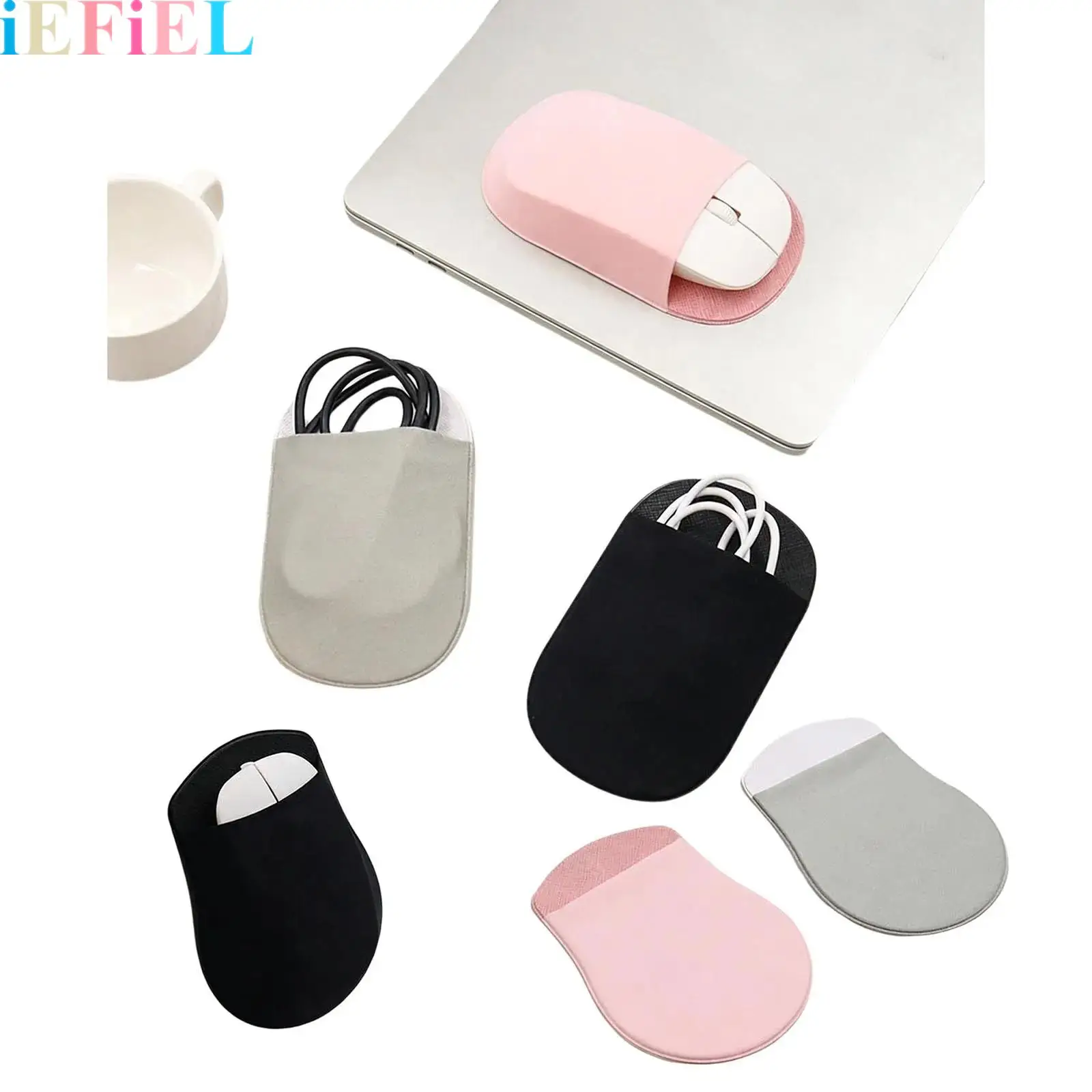 

Reusable Self-adhesive Storage Bag Laptop Mouse Pouch Wireless Mouse Storage Bag for Home Office