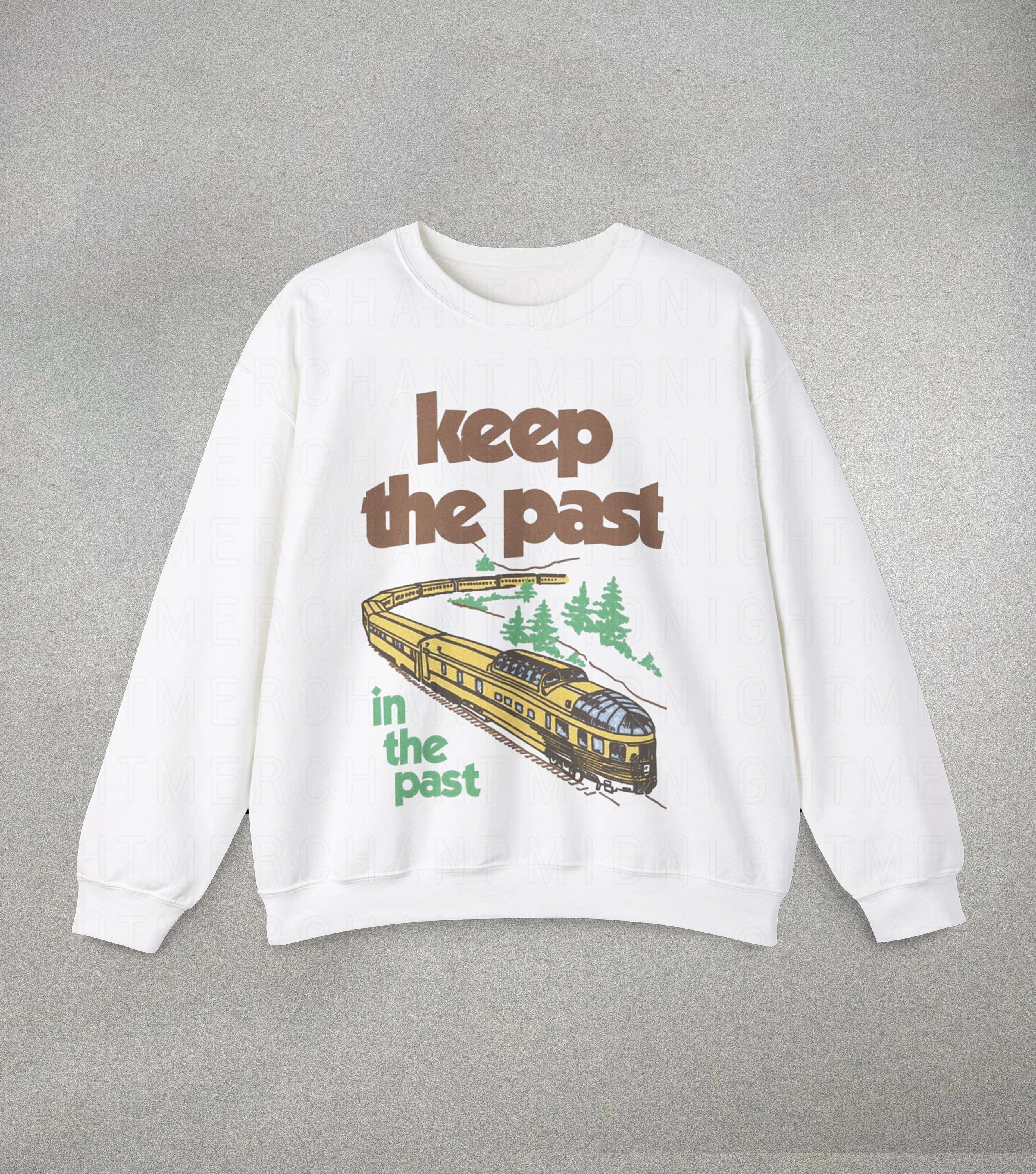 

Autumn and Winter Retro Train Graphic Cotton Crew Neck Sweatshirt This Thoughtful Design Features A Vintage - Style Train