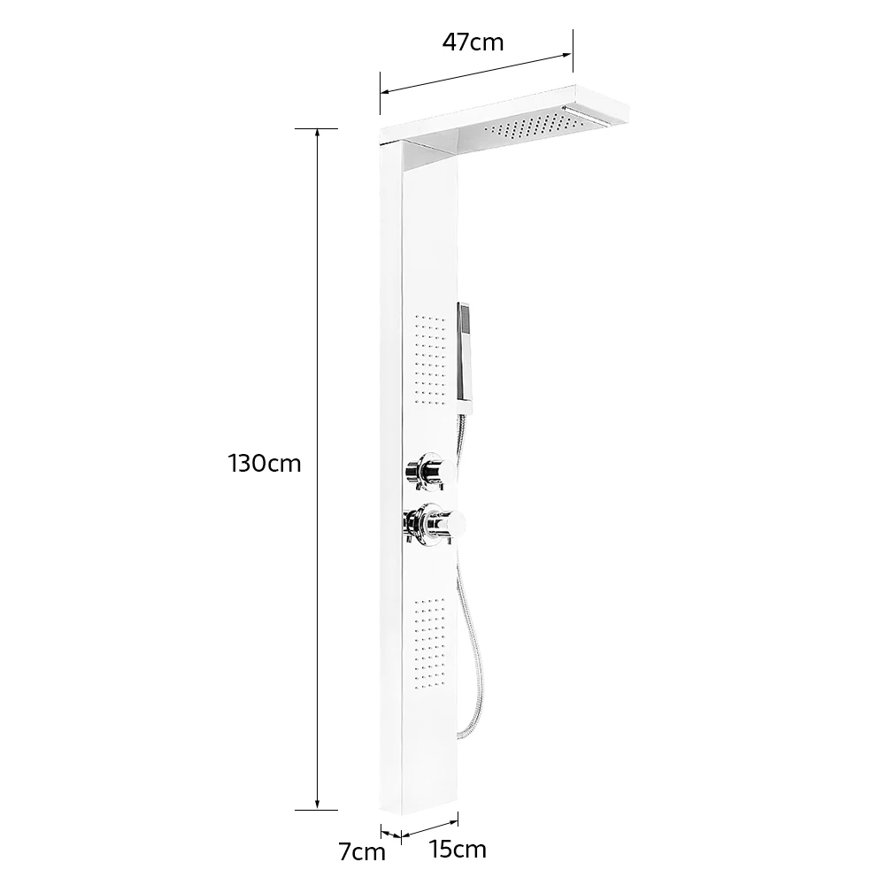4-in-1 douchepaneel, douchesysteem complete set regendouche, waterval, massagezijsproeiers, brede handdouche, schakelaar met 1 knop
