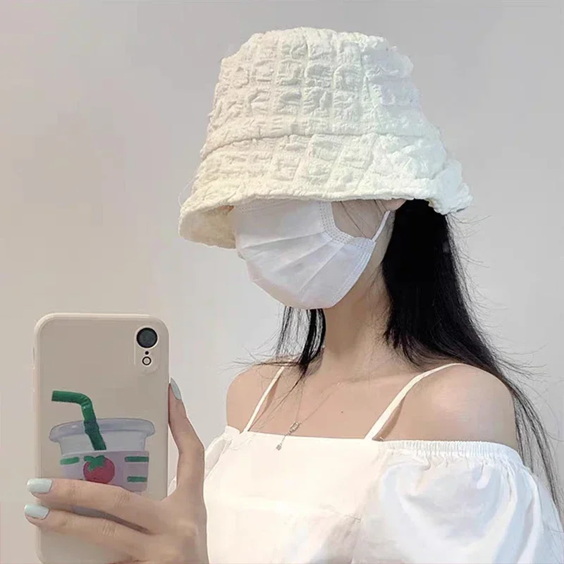 Lace Bucket Hat Women Outdoor Beach Sun Visors Cap Breathable All-match Panama Fisherman Hat Casual Thin Wrinkle Sunhat