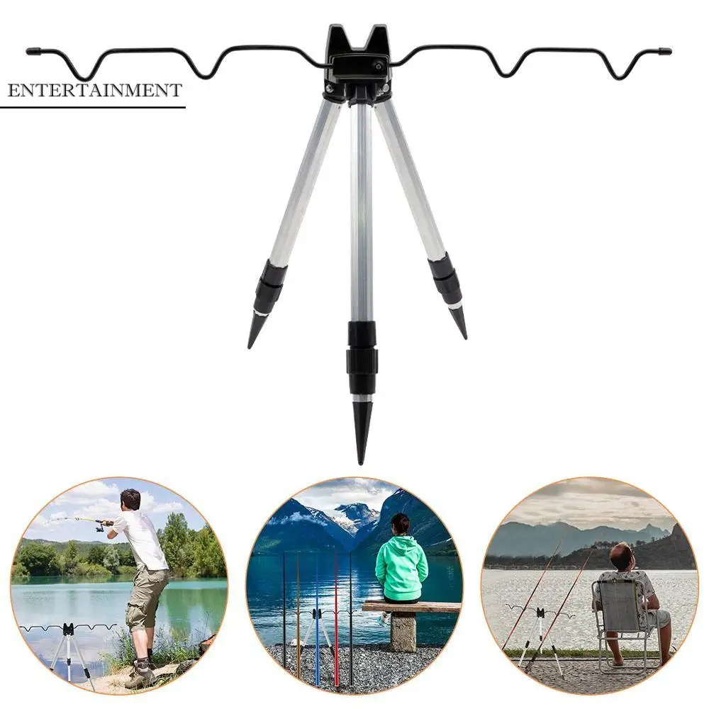 

Telescopic Sea Pole Support Frame Rest Base Load-Bearing Fishing Rod Bracket 3-Fold Adjustable Fishing Tripod Stand Ocean Beach