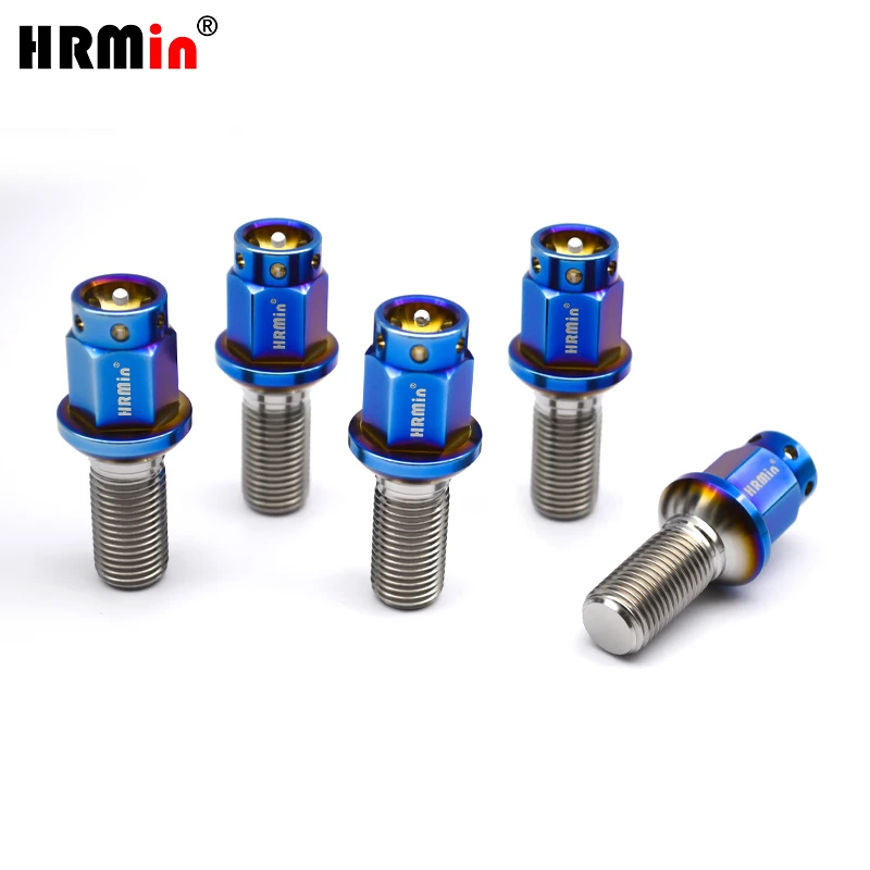 

HRMin Burnt blue never rust 10.9 grade Gr.5 titanium ball seat wheel bolt titanium bolt M14*1.5*28 for Mercedes-Benz racing car