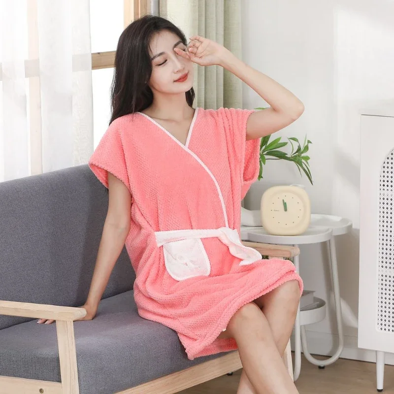 Bathrobe Summer Women's Thin Home Soft Simple Cool Thin Comfortable Loose Casual Temperament Breathable Absorbent Quick-drying