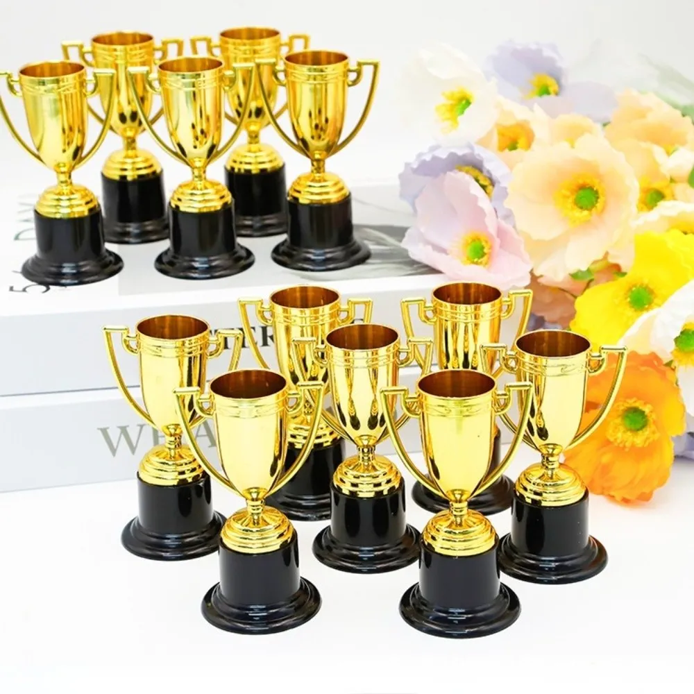 Gold Plated Gold Plated Trophies Plastic Material Small Size Plastic Trophy Set Mini Size Golden Color Mini Trophy Prize