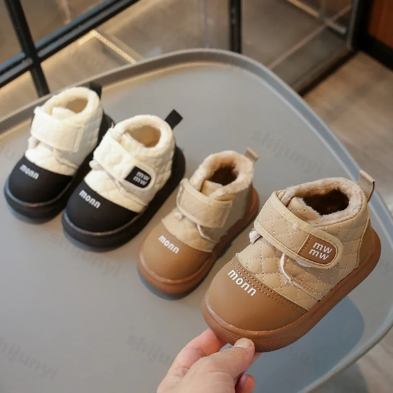 Children's Warm Casual High Top Thick Soled Cotton Shoes 2025 Winter Boys' Soft Comfortable Fashion Versatile Plush Ankle Boots