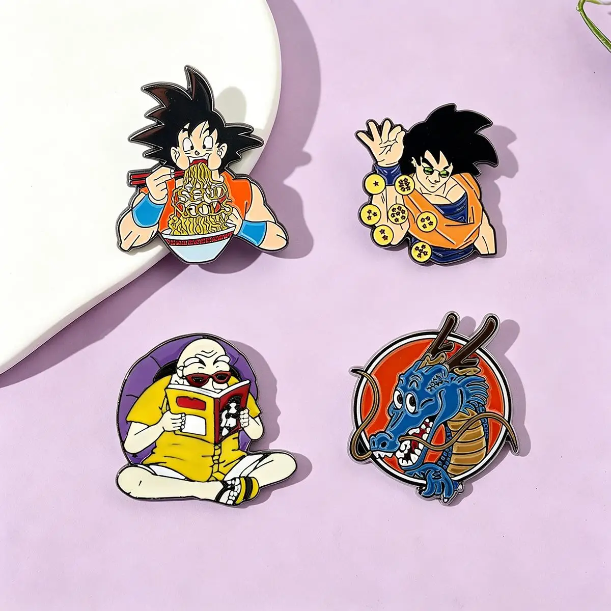 4Pcs/Set Cartoon Anime Master Roshi Enamel Brooch Metal Character Badge Backpack Lapel Pin Cosplay Jewelry Accessories Gifts