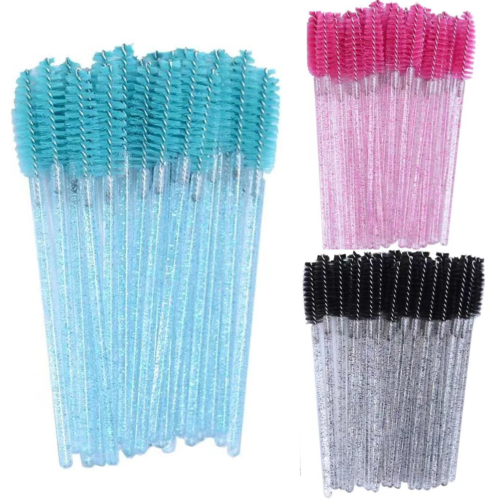 100Pcs Wimpern Verlängerung Pinsel Kristall Wimpern Pinsel Augenbraue Spoolie Mascara Zauberstab Applikator Werkzeug Für Wimpern Make-Up Kit