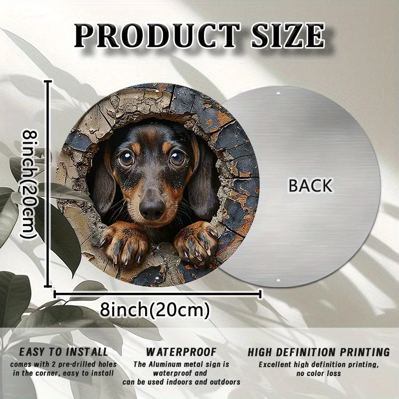 Dachshund in The Wall Metal Sign - Waterproof Decorative Plaque for Home, Garden, or Garage with Holes for Easy Installation