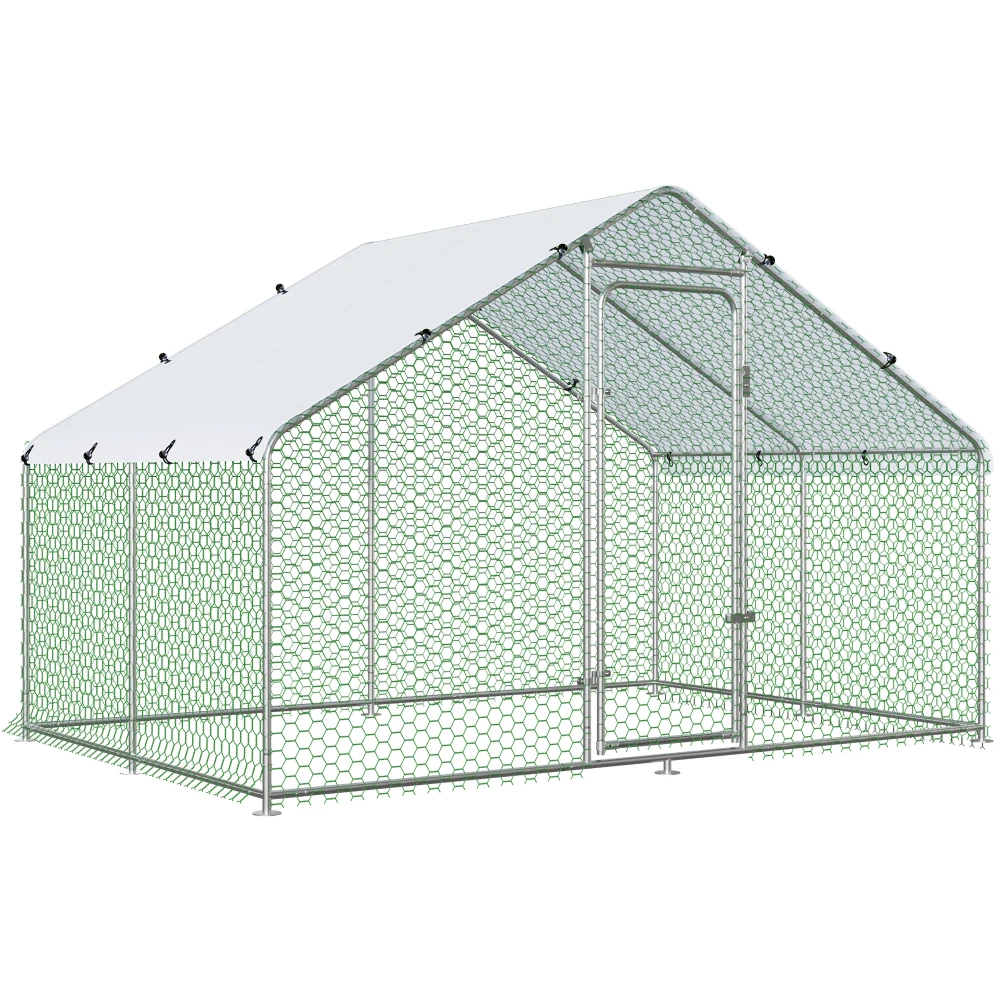 

Walk-in Chicken Coop Run (9.8'×6.5'×6.5') Waterproof Cover Outdoor Cage for Poultry/Ducks