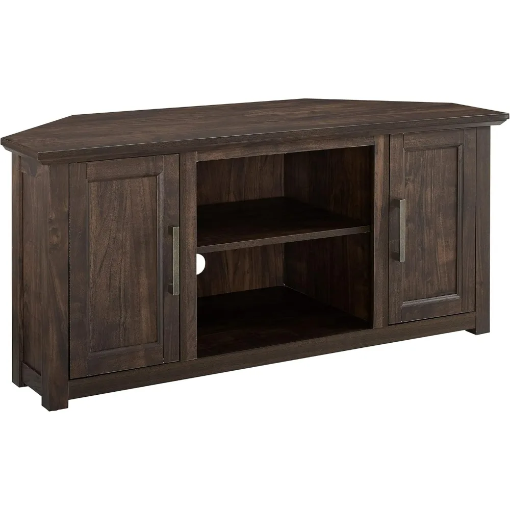 Camden TV Stand for 50+ inch TVs, Entertainment Center with Adjustable Storage Shelves, Dark Walnut 20 x 47.75 x 22 inches