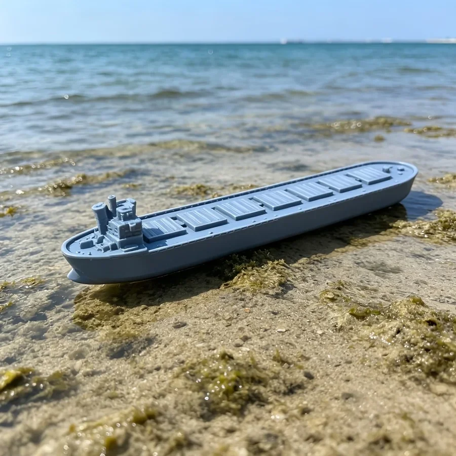 Container Cargo Ship Miniature Model - Detailed Freighter Vessel Figurine for Diorama, Wargaming & Nautical Scene Decor Gift