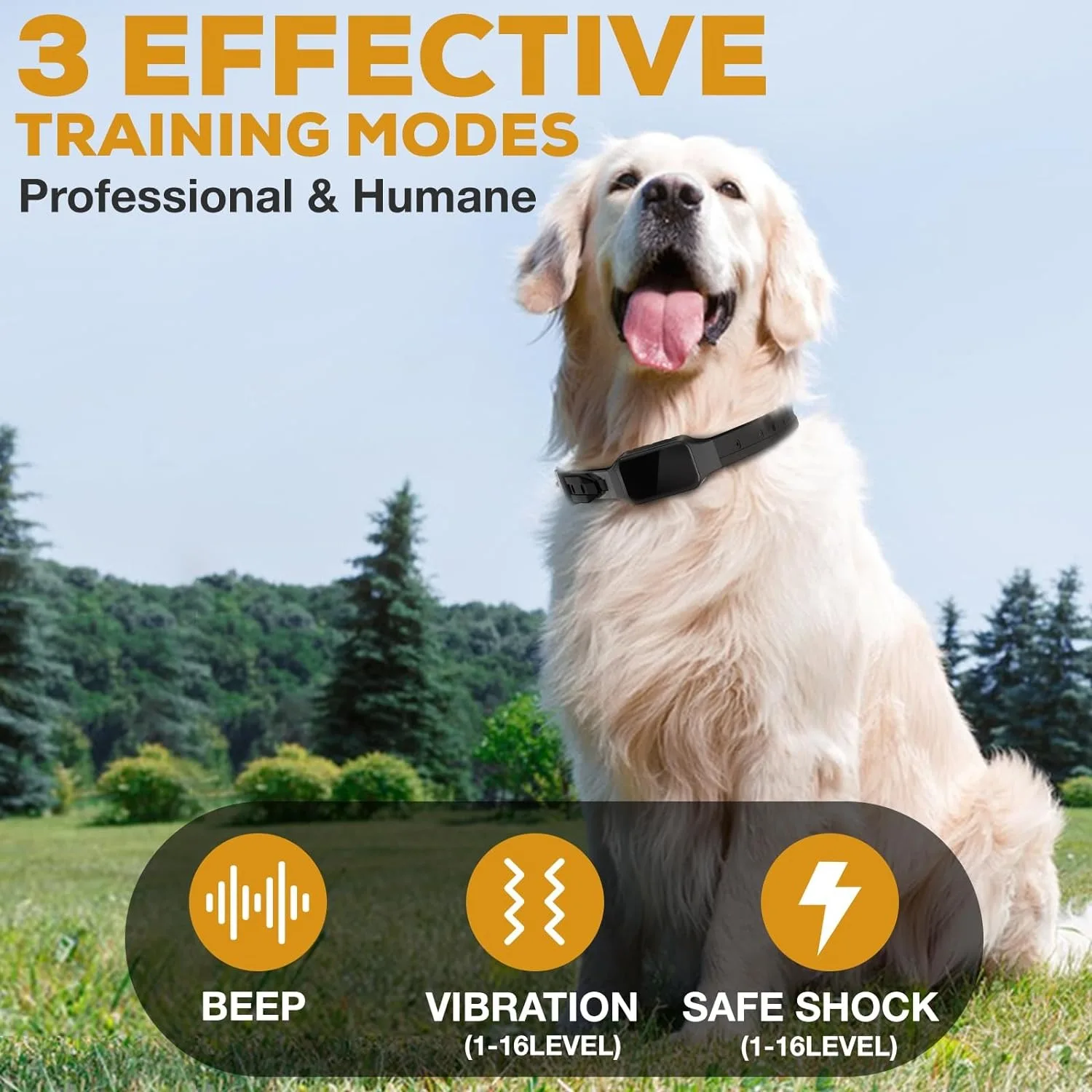 Dog Shock Collar for Large Medium Breed, Waterproof Electric Training Collar with Remote, Rechargeble E-Collar with Beep