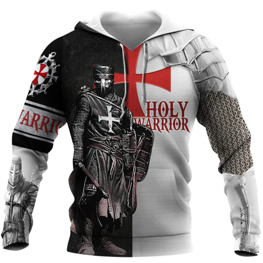 

CLOOCL Men Hoodie Knights Templar 3D Printed Long Sleeves Pullover Sweatshirt Streetwear Zipper Hooded Coat Sudadera Hombre