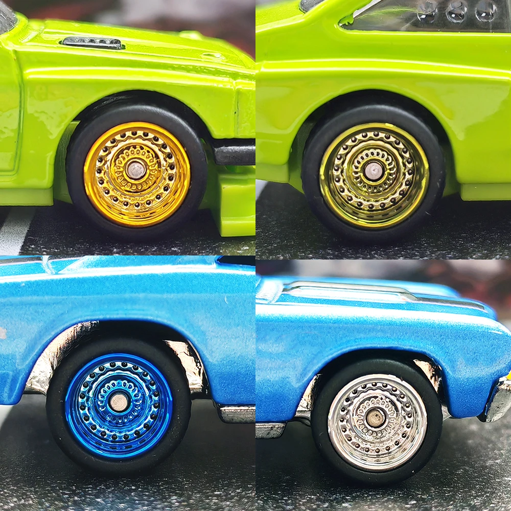 1/64 Modellauto-Räder mit abnehmbaren Gummireifen, geschlossene Speichen, Umbauteile für Druckguss-Spielzeugautos, D:11mm, 1 Set – Detail 2