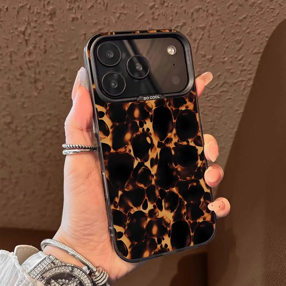 Tortoise Shell Marble Turtle Texture Phone Case For iPhone 17,16,15,14,13,12,11,Pro,Max,Plus,E,Air,Mini Black Tpu Cover