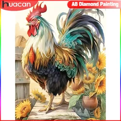 HUACAN Diamond Mosaic Animal Cross Stitch Chicken Full Square Round Painting Picture Rhinestones Embroidery Handmade Hobby