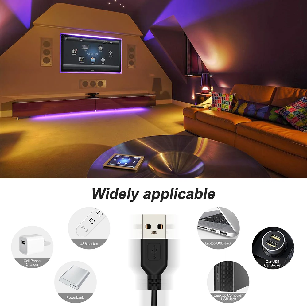 Bluetooth LED USB Strip Lights RGBIC Smart APP Remote Control Flexible Lamp Tape for TV Backlights Game Room Party Decoration