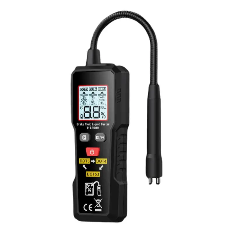 Brake Fluid Moisture Tester Digital Brake Fluid Tester Flexible Probe Backlit Oil Moisture Water Detection For DOT3/DOT4/DOT5.1