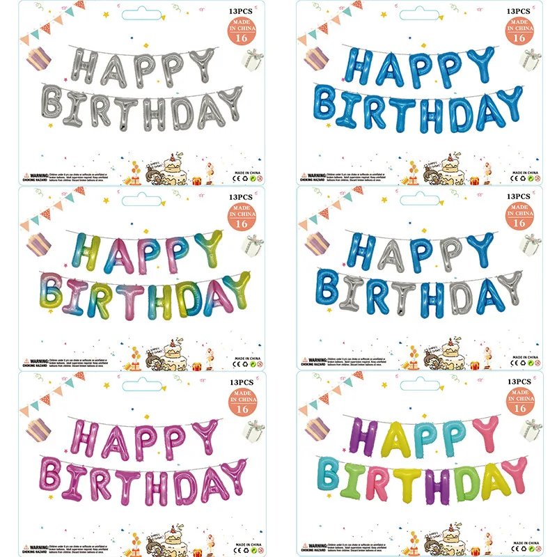 13Pcs/Set 16Inch Happy Birthday Letter Balloon Birthday Party Decoration Aluminum Film Balloon