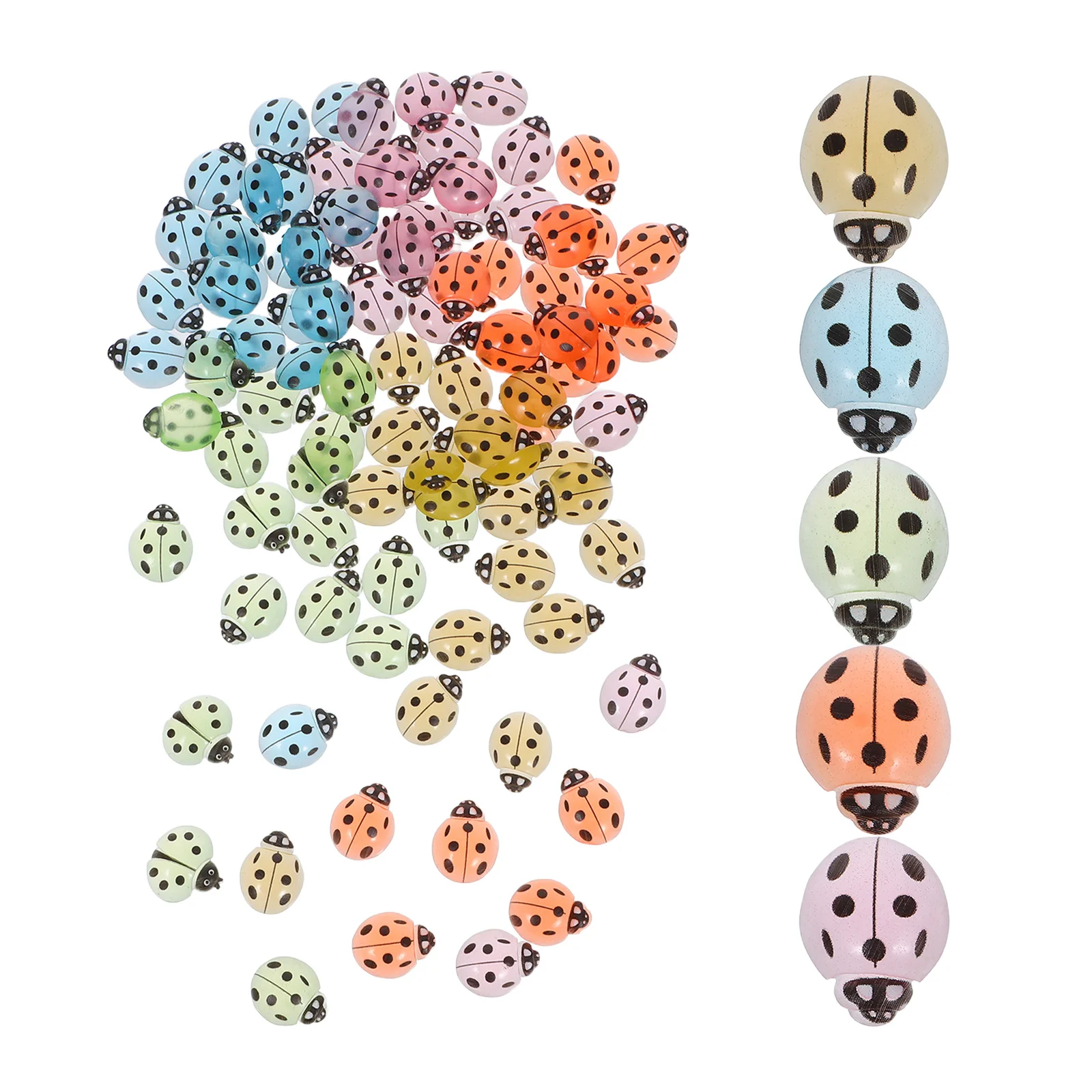 

100Pcs Mini Ladybug Resin Small Animal Sculpture Beetle Decoration for Garden Landscape Fairy Tabletop Bonsai Plant Pot