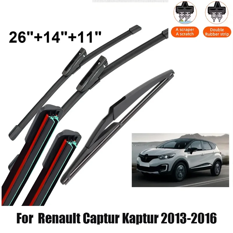 

Car Wiper For Renault Captur Kaptur 2013-2016 Front Rear Wiper Blades Brushes Auto Accessories Hight Quality 2015 2016