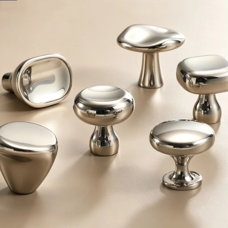 Titanium Silver Kitchen Cabinet Drawer Knobs Wardrobe Closet Pull Furniture Handles Single hole Cupboard Cabinet Knobs Door Knob