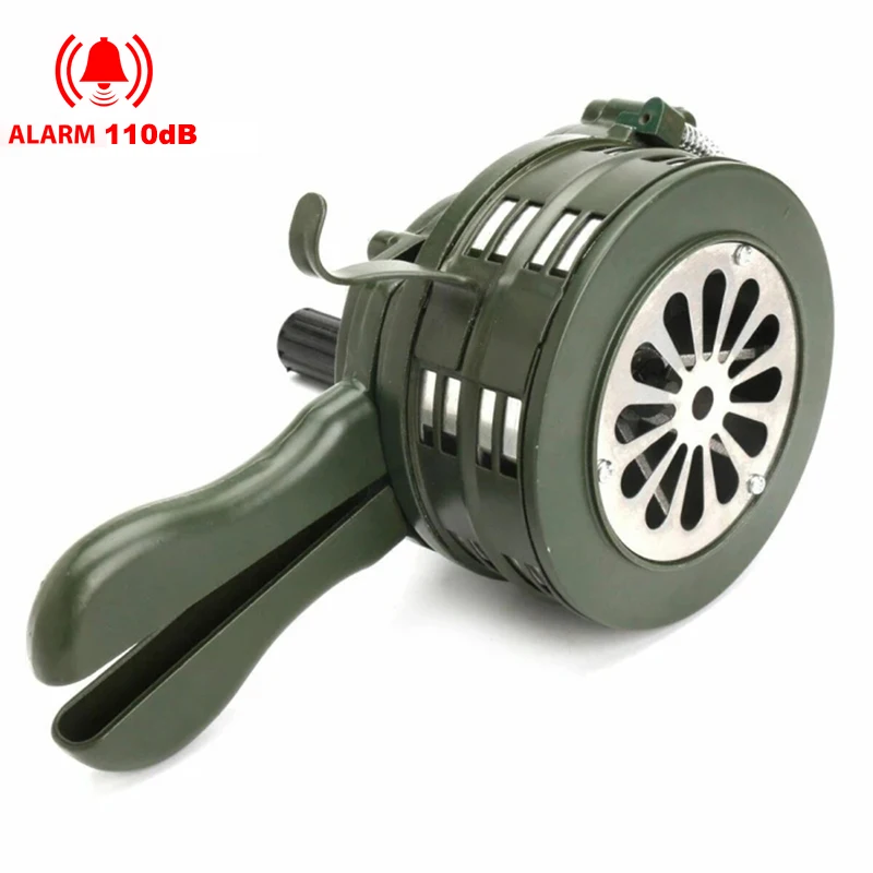 110dB Manual Metal Alarm Hand Crank Siren Horn Air Raid Emergency Safety Warning Siren for Fire Flood Prevention Disaster